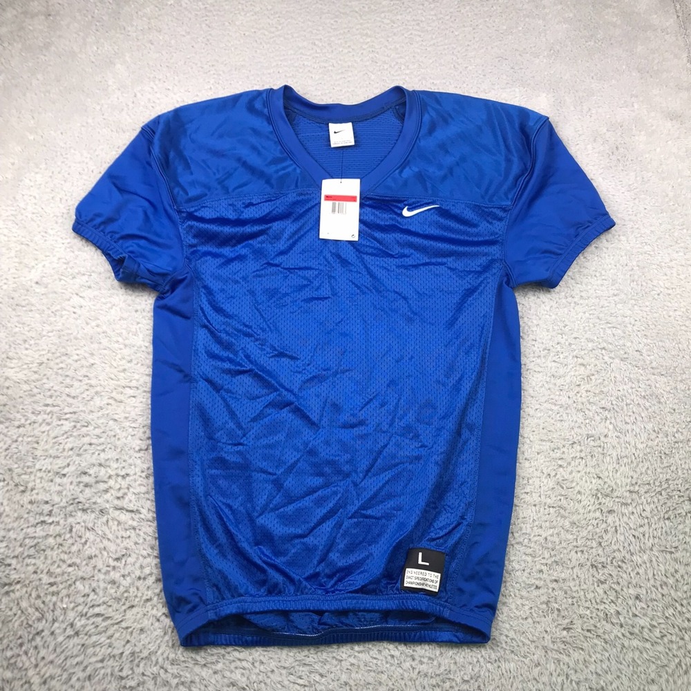 Nike Vapor Varsity Football Jersey Mens L Blue Mesh V Neck Practice Shirt NEW
